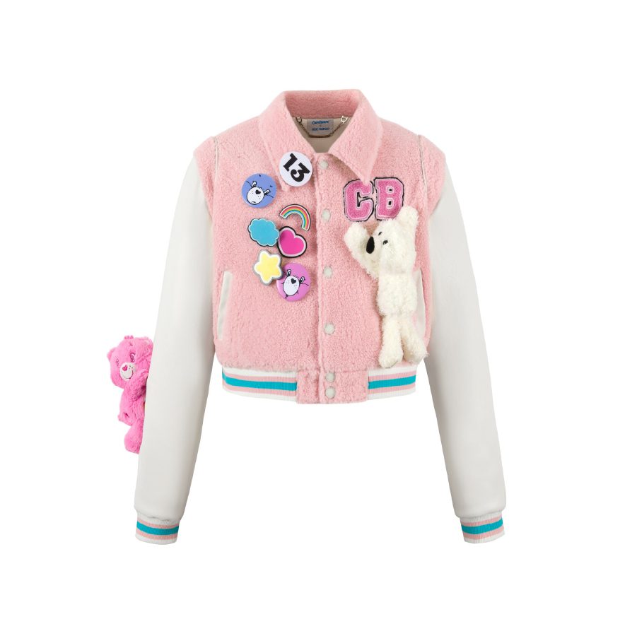 13De Marzo X Care Bears Short Baseball Jacket Pink