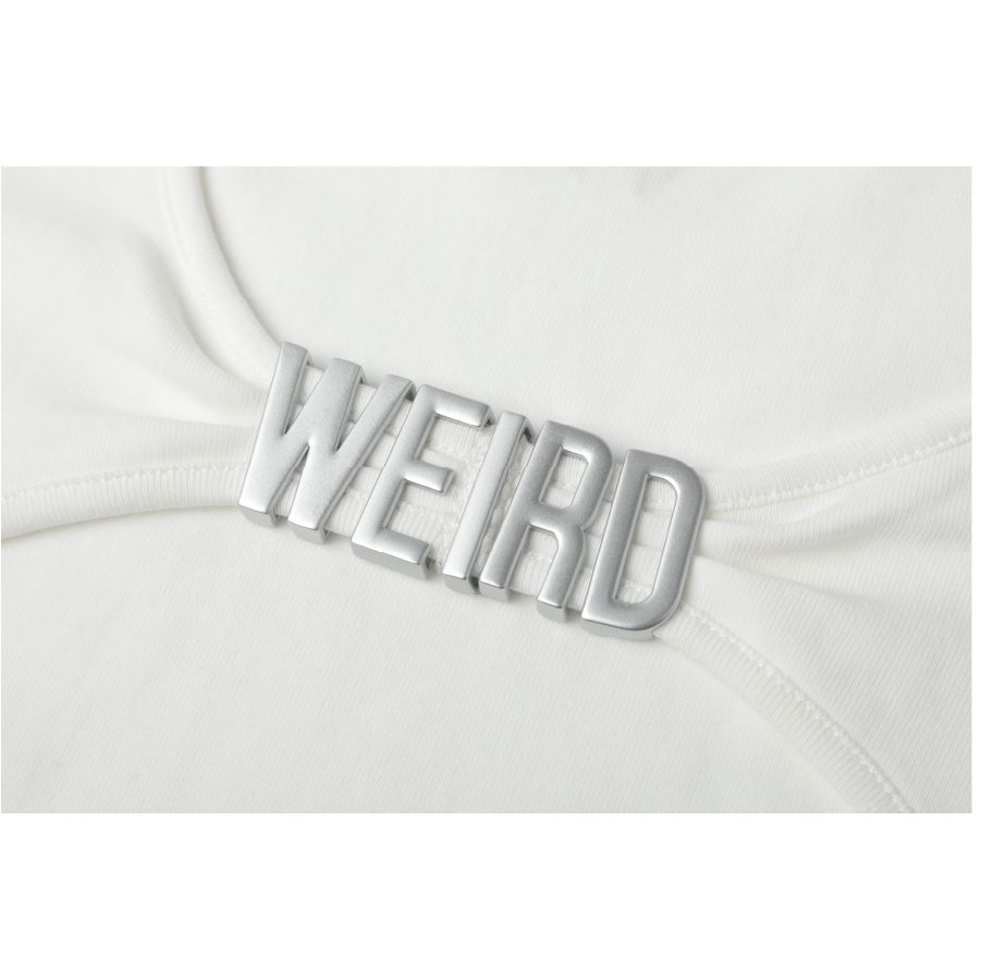 Weird Market Backless Logo Top White back view