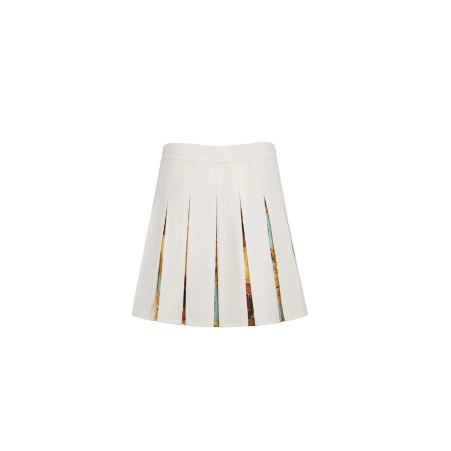 13De Marzo Van Gogh Masterpiece Pleated Skirt White - Image 3