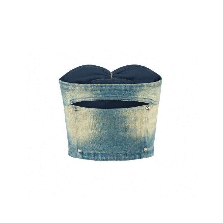 Weird Market Metal Logo Vest Tube Top Dark Blue front view
