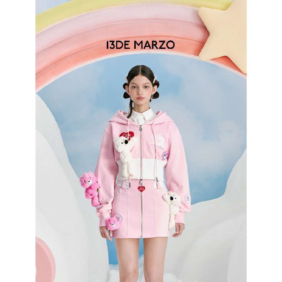 13De Marzo X Care Bears Short Zip Up Hoodie Pink - Image 2