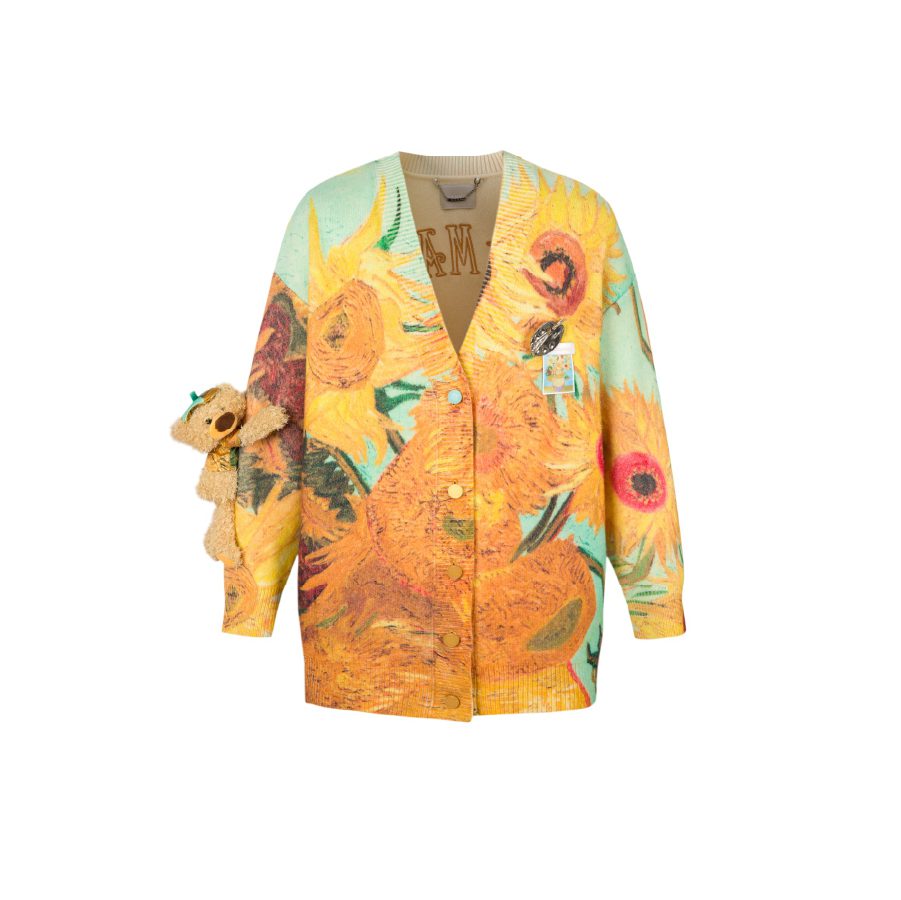 13De Marzo Van Gogh Masterpiece Knit Cardigan Yellow