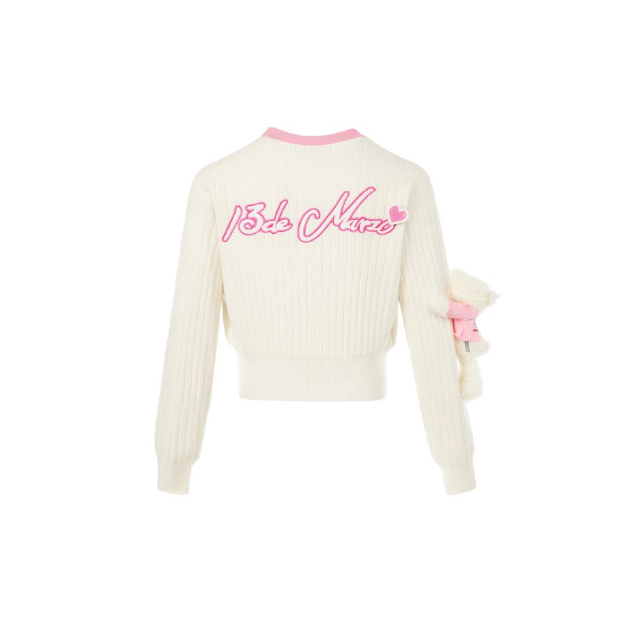 13De Marzo X Hello Kitty Color Blocked Bear Cardigan White product image 5