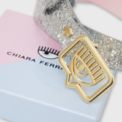 CINTURA BELT GLAZED GLITTER SILVER