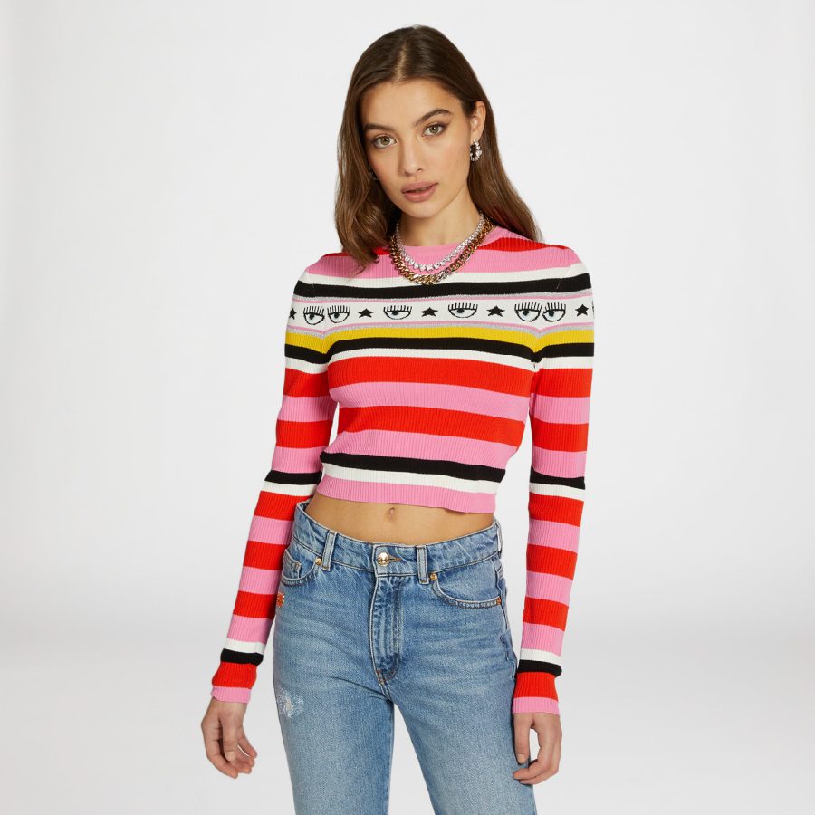 M01 STRIPED LOGOMANIA KNITWEAR front view