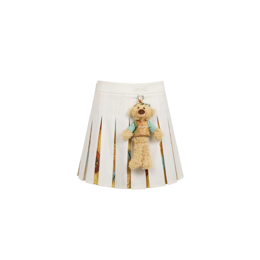 13De Marzo Van Gogh Masterpiece Pleated Skirt White