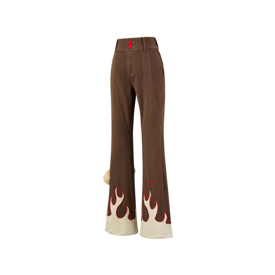 13De Marzo Flame Bell Bottom Jeans Brown back view