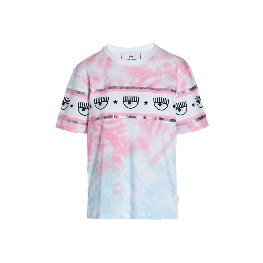 CHIARA FERRAGNI TIE DYE MAXILOGOMANIA T-SHIRT WHITE
