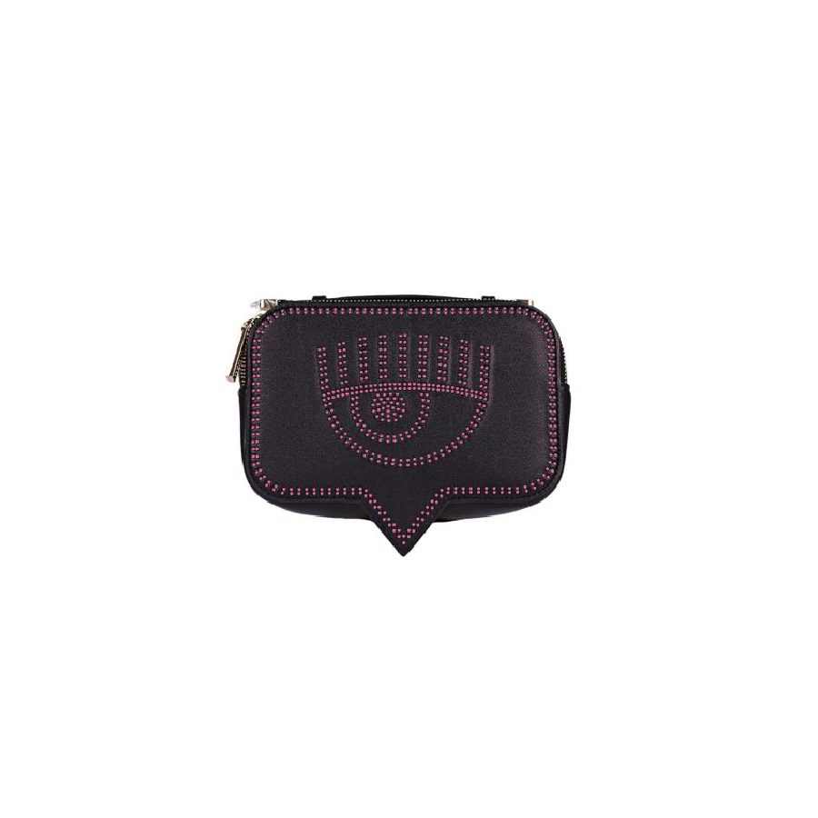 Chiara Ferragni Range A - EyeLike Studded Crossbody Bag Black with Pink