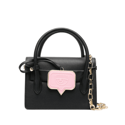 CHIARA FERRAGNI RANGE I EYE TAG LOGO-PLAQUE TOTE BLACK