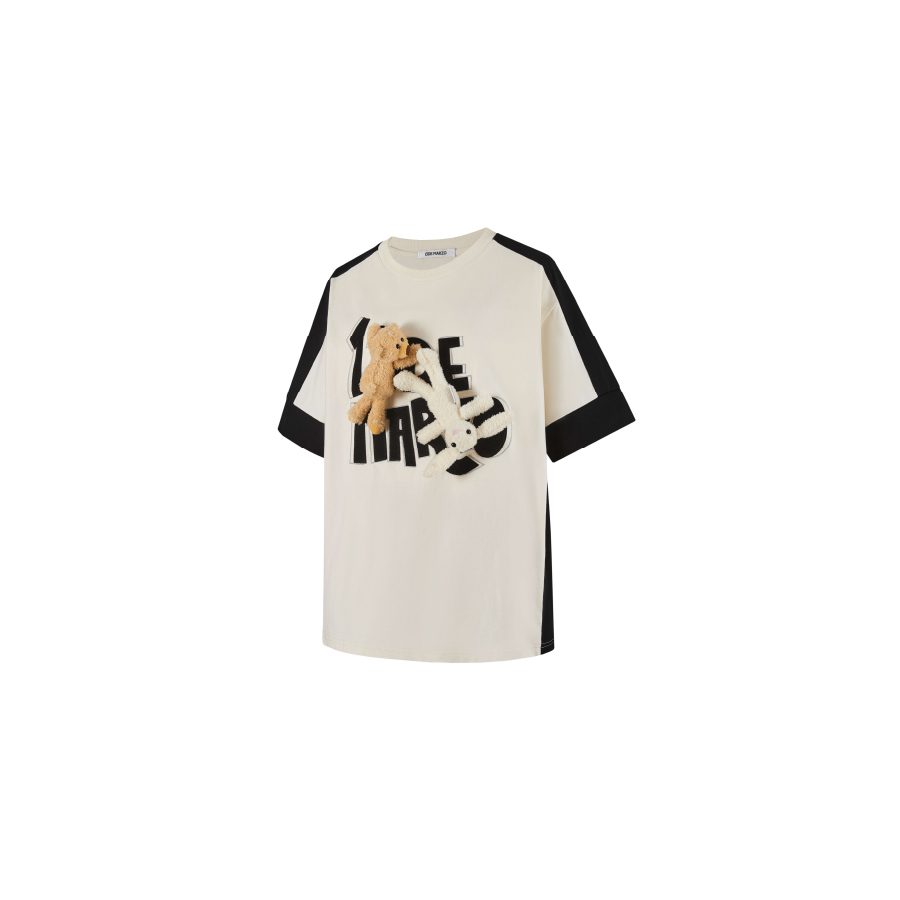 13De Marzo Hook&Loop Logo T-shirt Beige front view