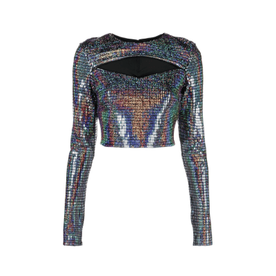 CHIARA FERRAGNI MIRROR PARTY CUT-OUT DETAIL EMBELLISHED TOP