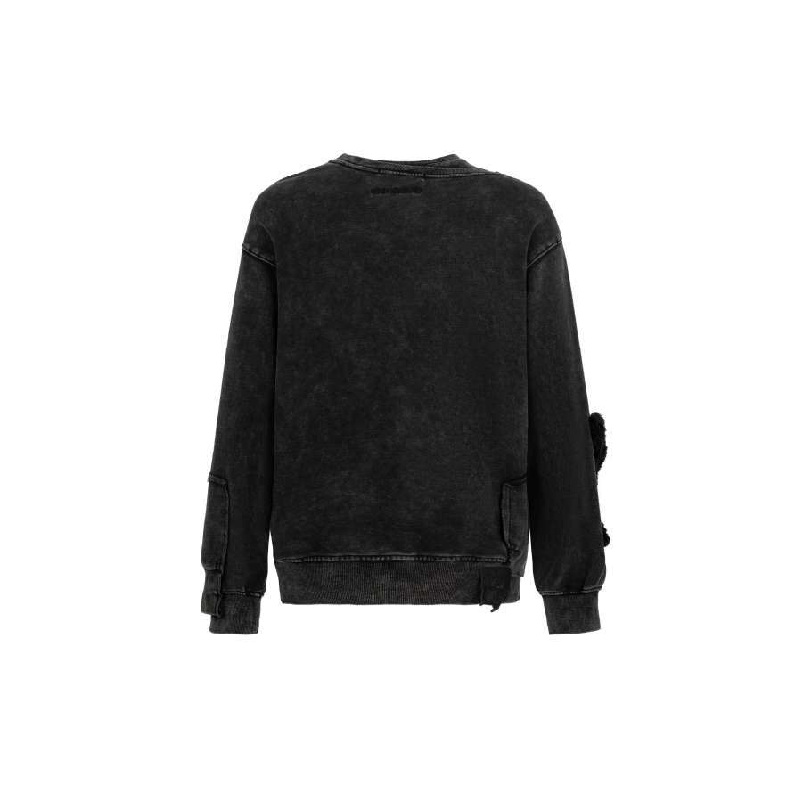 13DE MARZO Doozoo Malposition Washed Sweater Black front view