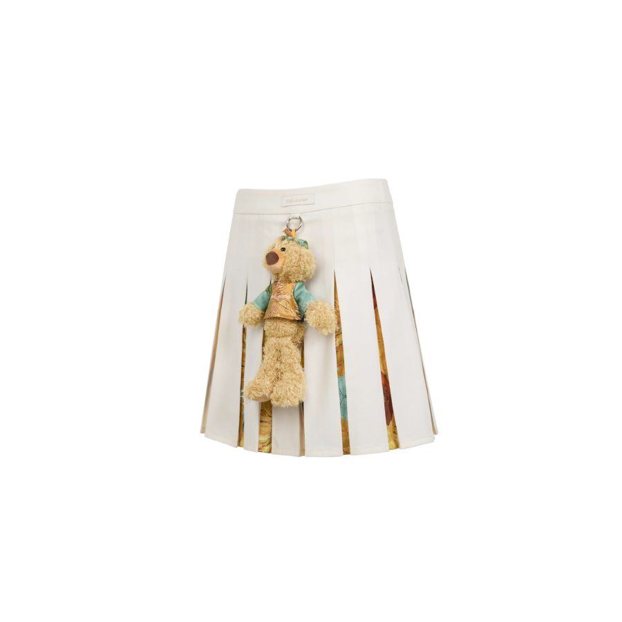13De Marzo Van Gogh Masterpiece Pleated Skirt White - Image 2