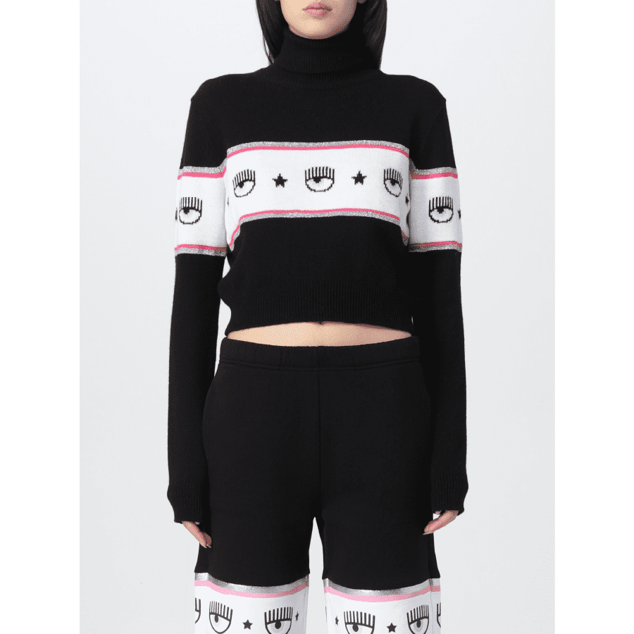 CHIARA FERRAGNI MAXILOGOMANIA KNITWEAR BLACK