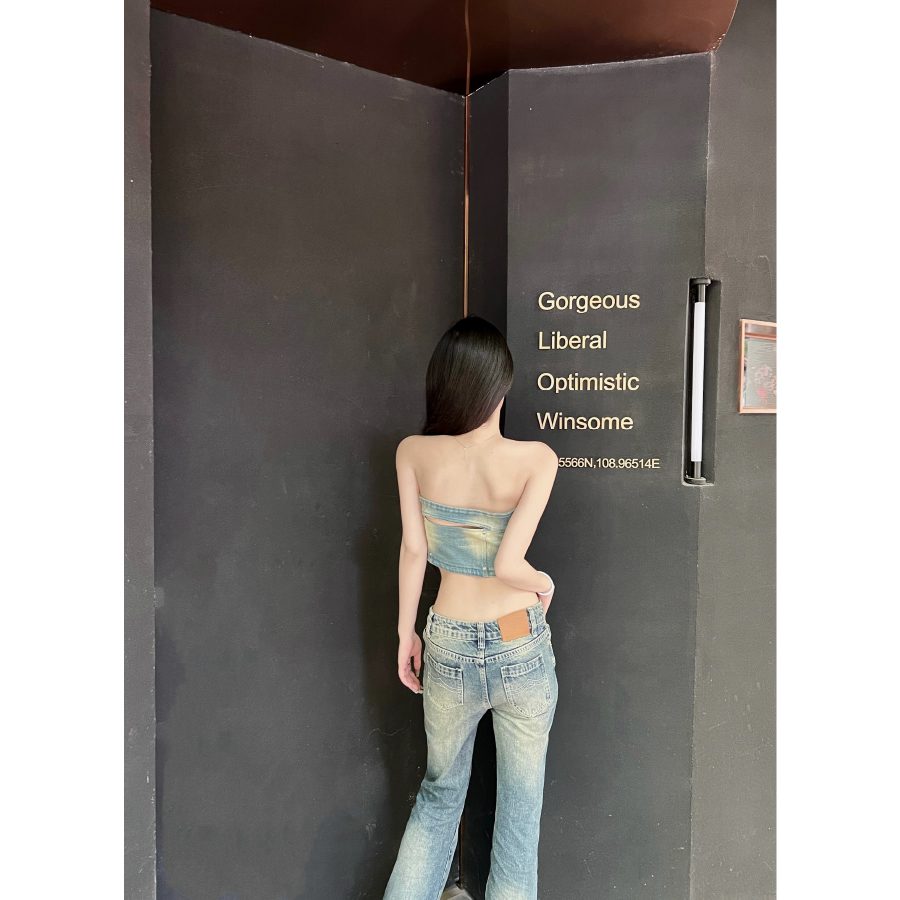 Weird Market Metal Logo Vest Tube Top Dark Blue detail view