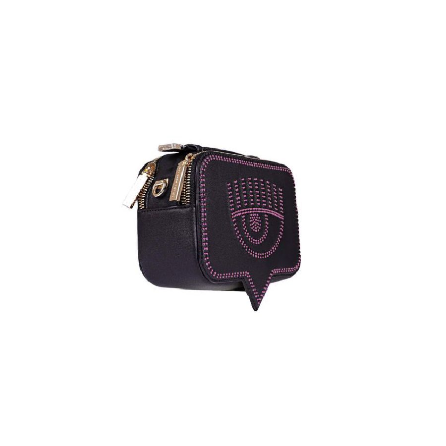 Chiara Ferragni Range A - EyeLike Studded Crossbody Bag Black with Pink back view