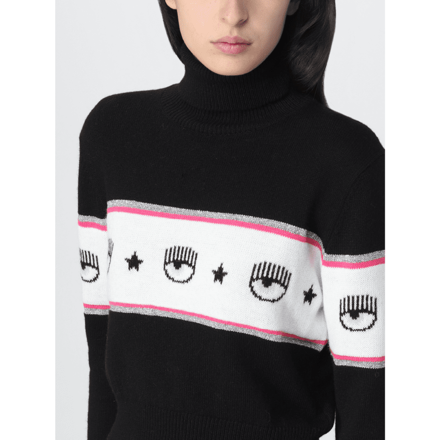 CHIARA FERRAGNI MAXILOGOMANIA KNITWEAR BLACK - Image 2