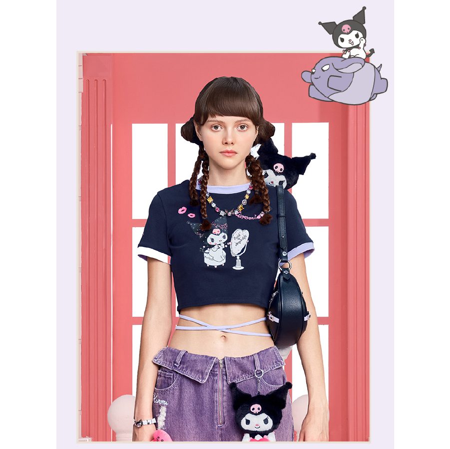 13De Marzo X Kuromi Plush Bear Chain Shoulder Bag front view