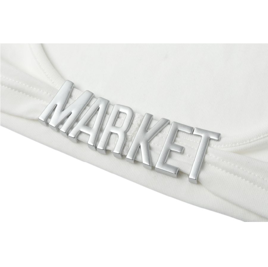 Weird Market Backless Logo Top White detail view