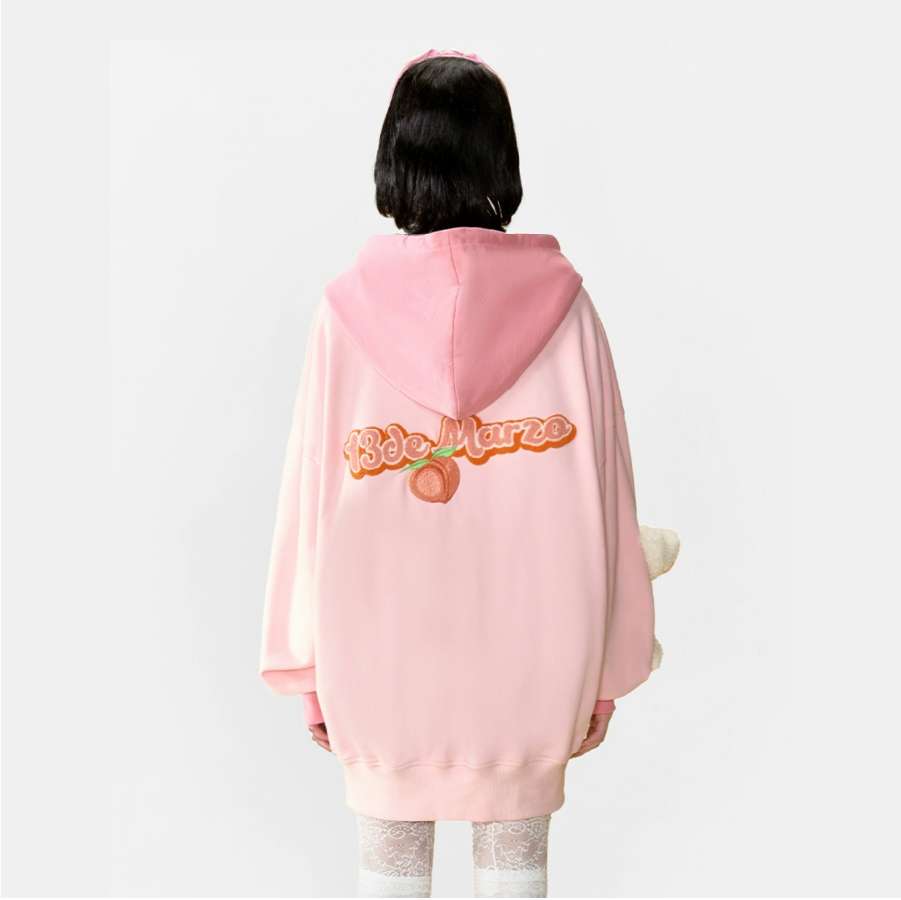 13De Marzo Doozoo Fruit Hoodie Pink back view