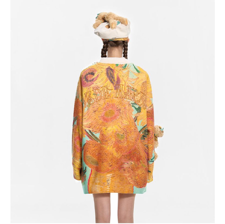 13De Marzo Van Gogh Masterpiece Knit Cardigan Yellow - Image 3