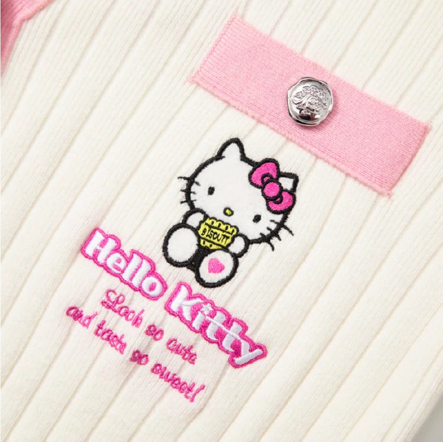 13De Marzo X Hello Kitty Color Blocked Bear Cardigan White product image 6
