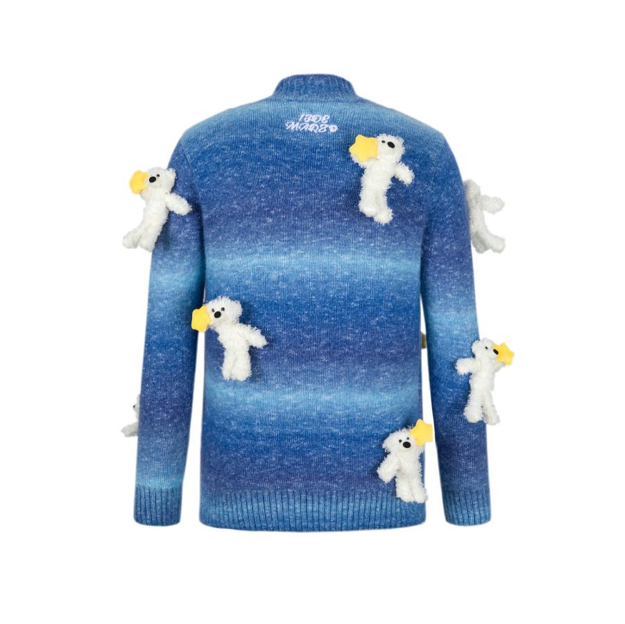 13De Marzo Mini Bears Star Luminous Cardigan Blue front view