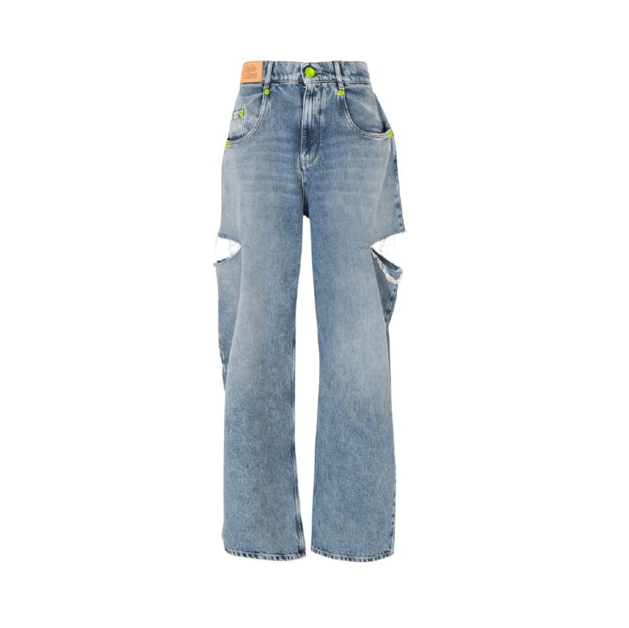 Charlie Luciano Knife-Slit Wide Leg Jeans