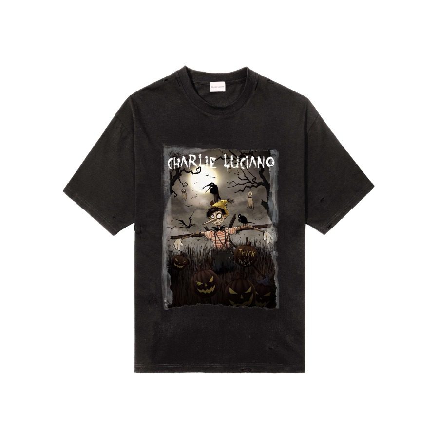 Charlie Luciano Scarecrow Dream Distressed T-Shirt Glow-in-the-Dark Edition Dark Grey