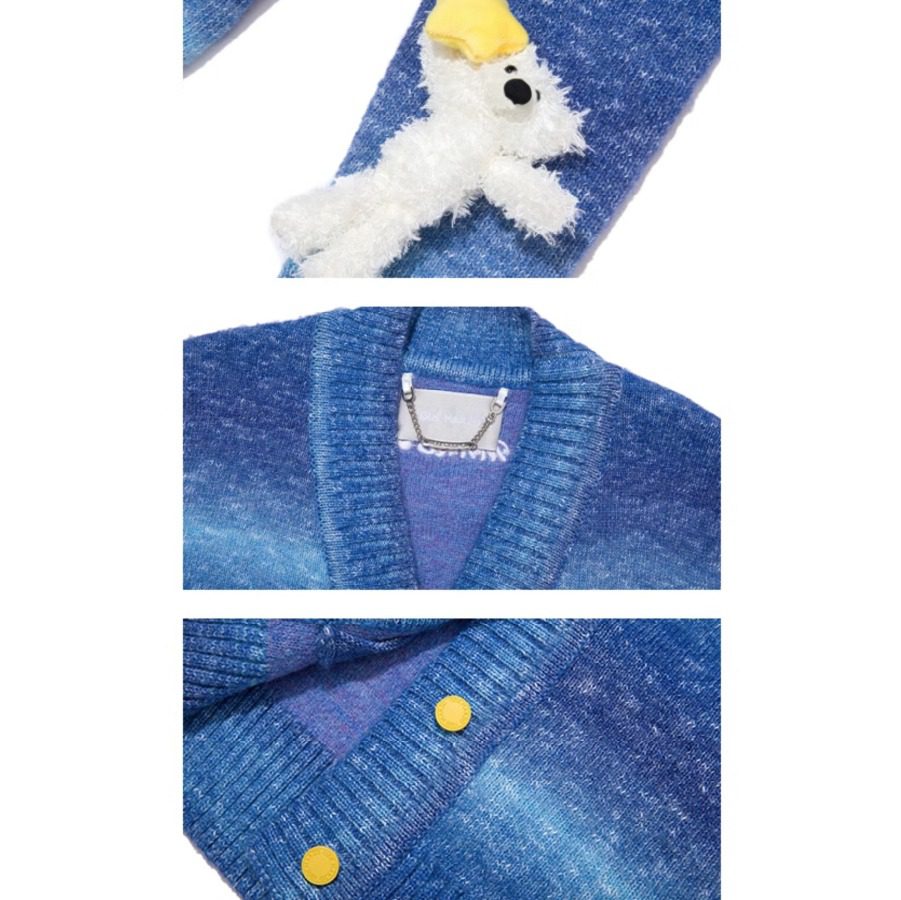 13De Marzo Mini Bears Star Luminous Cardigan Blue detail view