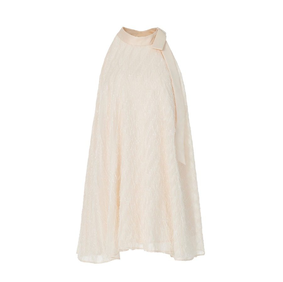 Guo Jingyi Champagne Shimmer Silk Dress with Tie and A-Swing product image 8