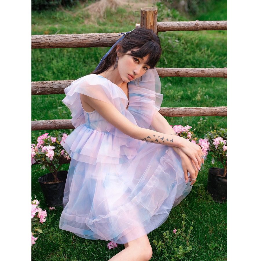 Guo Jingyi Alice Ruffle High-Waist Puff Tulle Dress product image 5