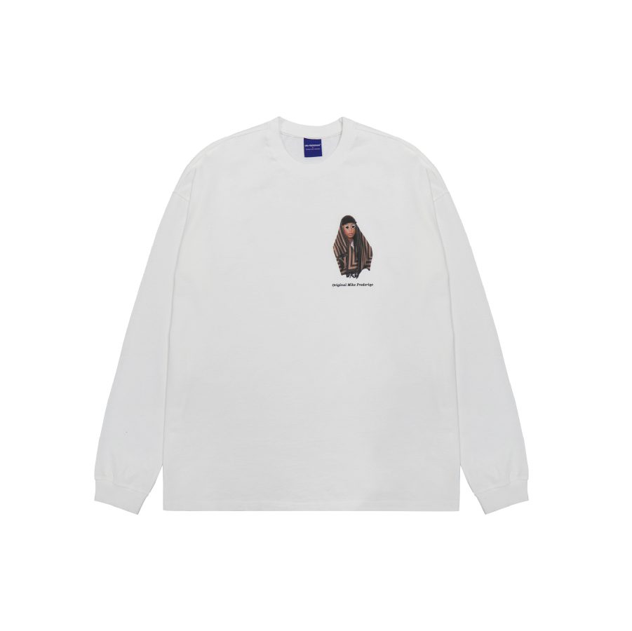 Ori Frederiqo Thin Long Sleeve Tee Pharrell Washed White detail view