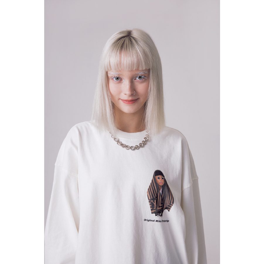 Ori Frederiqo Thin Long Sleeve Tee Pharrell Washed White back view