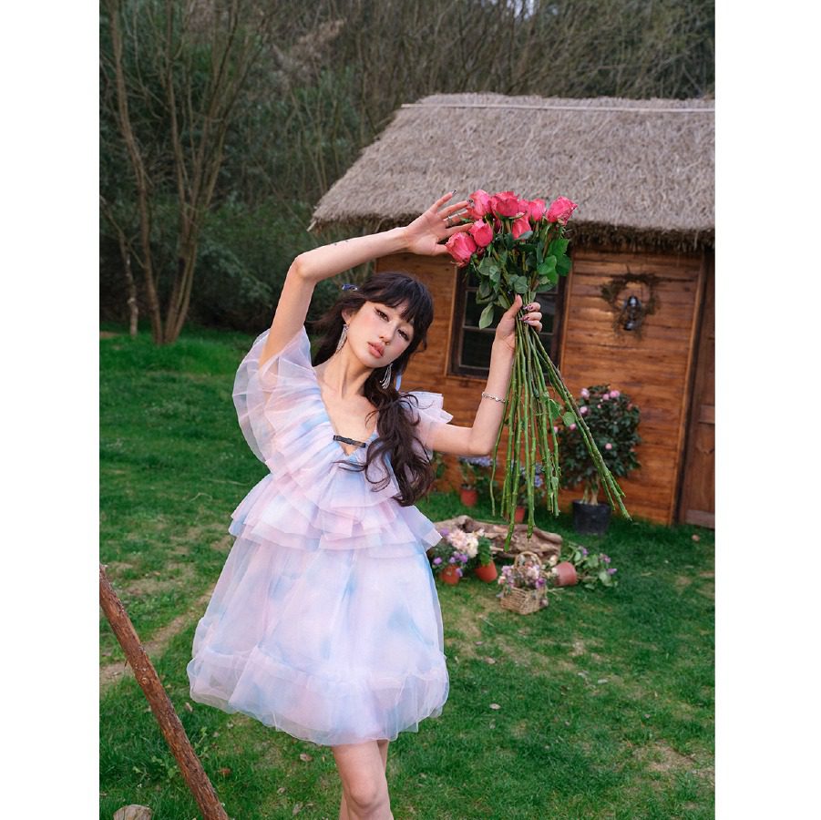 Guo Jingyi Alice Ruffle High-Waist Puff Tulle Dress product image 6