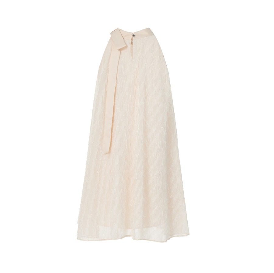Guo Jingyi Champagne Shimmer Silk Dress with Tie and A-Swing product image 9