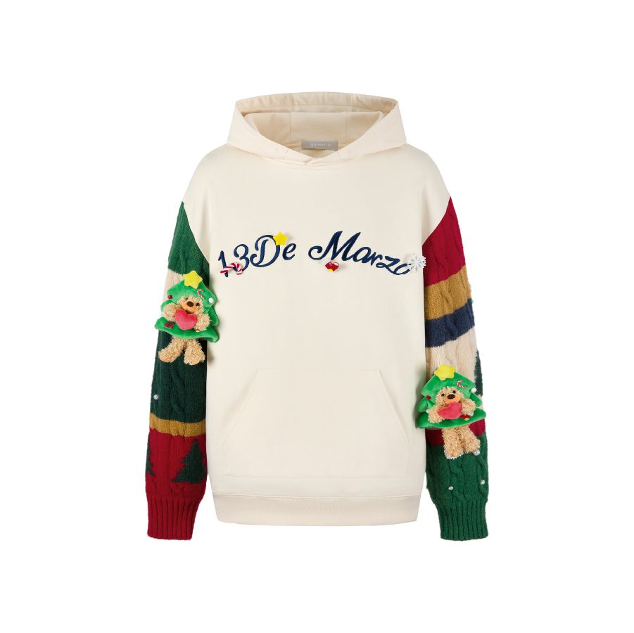 13De Marzo Christmas Luminous Heart Bear Hoodie