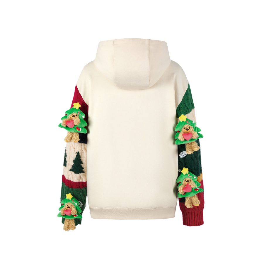 13De Marzo Christmas Luminous Heart Bear Hoodie product image 5