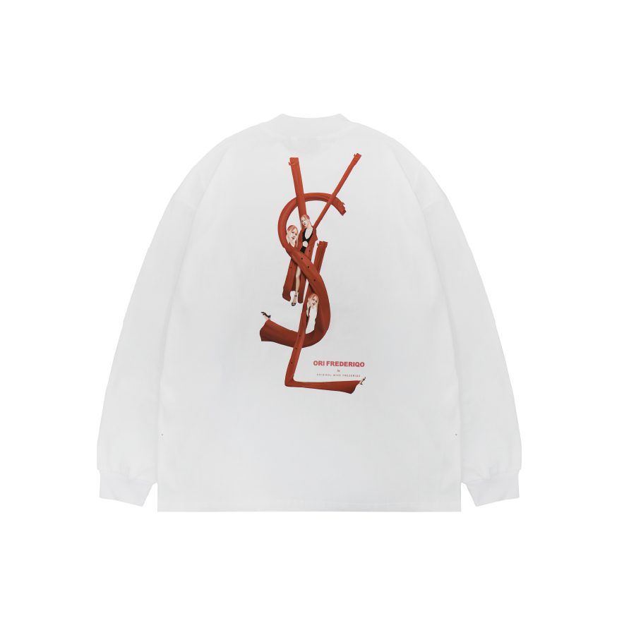 Ori Frederiqo Thin Long Sleeve Tee Rose White