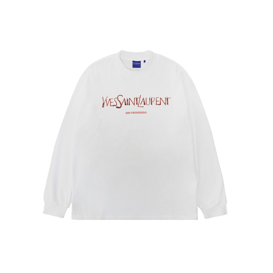 Ori Frederiqo Thin Long Sleeve Tee Rose White detail view