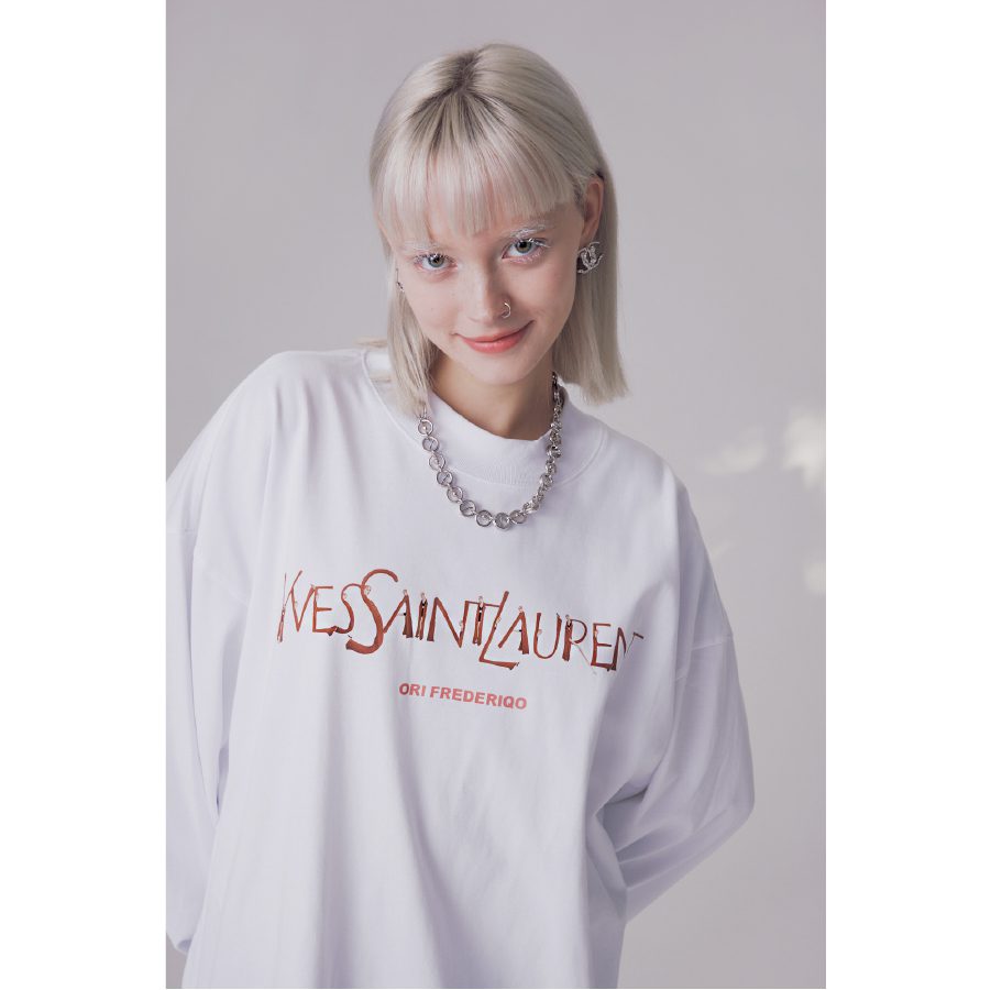 Ori Frederiqo Thin Long Sleeve Tee Rose White fabric detail