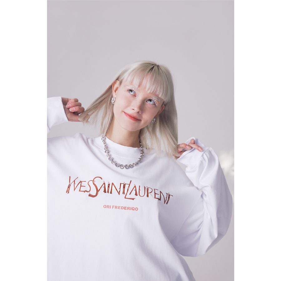 Ori Frederiqo Thin Long Sleeve Tee Rose White back view