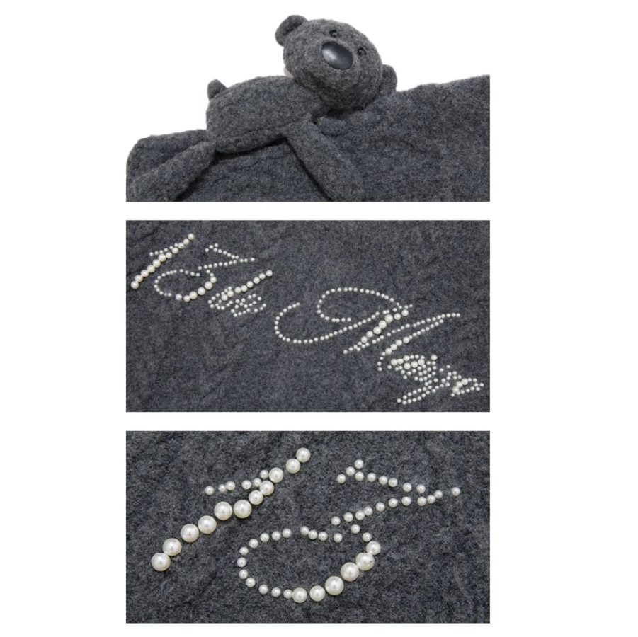 13De Marzo Plush Bear Pearl Logo Knit Coat Grey product image 6