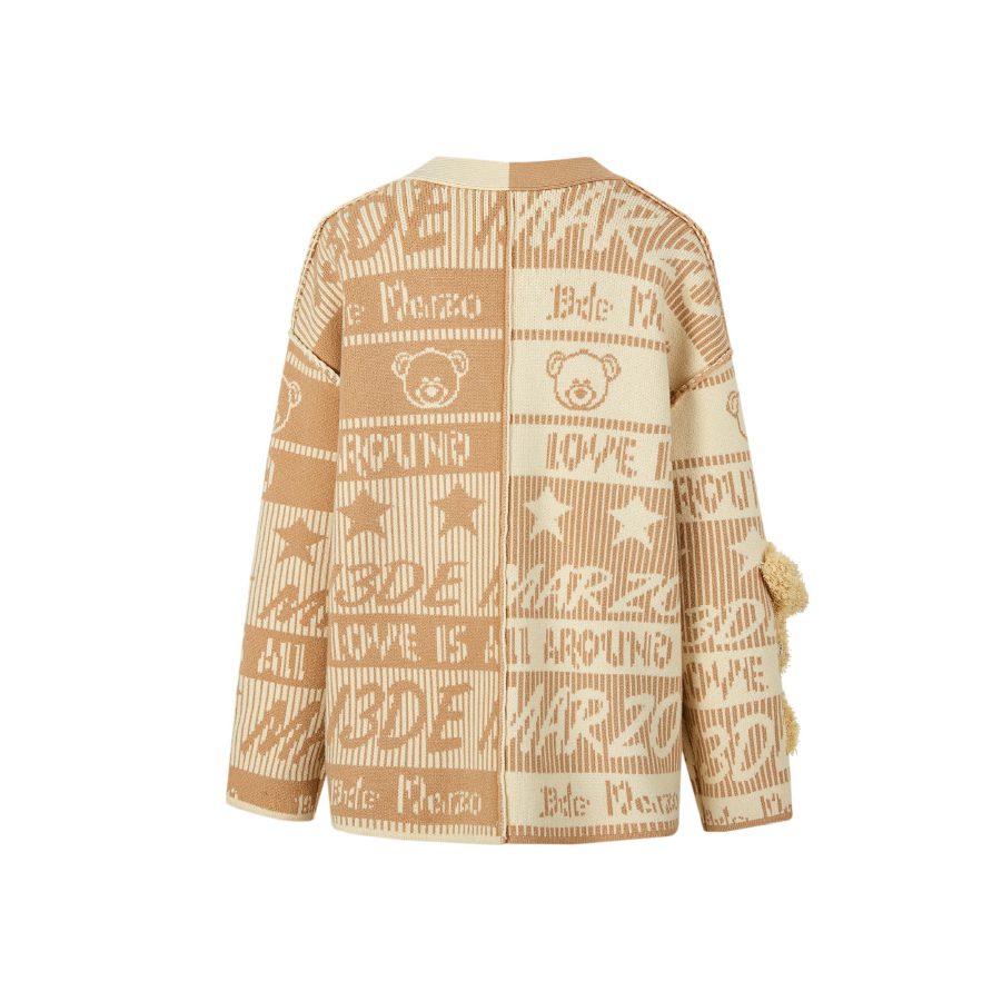 13De Marzo Bear Weave Knit Cardigan Khaki product image 5