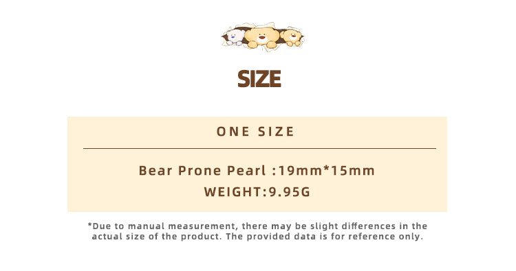 13DE MARZO Bear Prone Pearl Earring back view