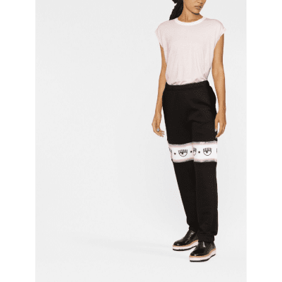 CHIARA FERRAGNI LOGOMANIA-PANEL TRACK PANTS BLACK