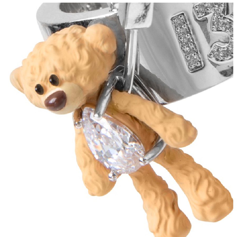 13De Marzo Rhinestone Bear Double Ring - Image 2