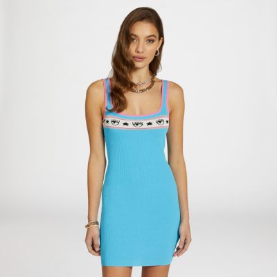 M03 LOGOMANIA DRESS AQUARIUS