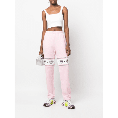 CHIARA FERRAGNI LOGOMANIA-PANEL TRACK PANTS LIGHT PINK